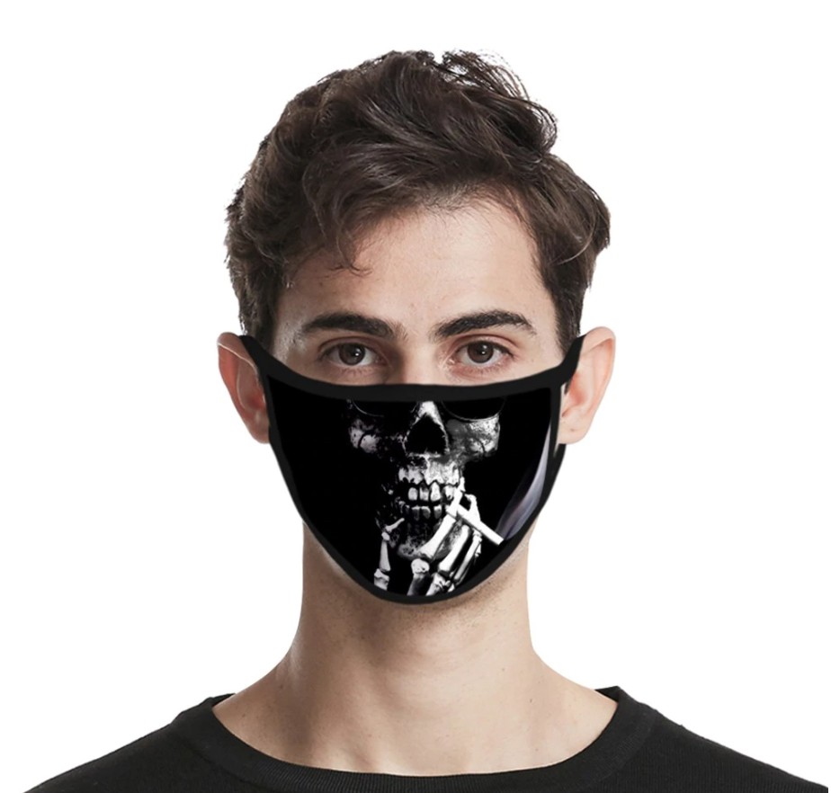 чорная ахоўная маска ў форме поліэстэру чэрапа