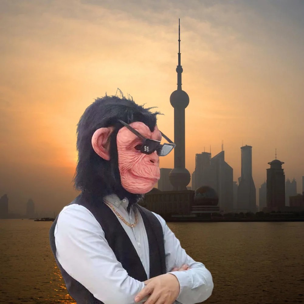 Сіліконавая латексная маска для твару малпы шымпанзэ