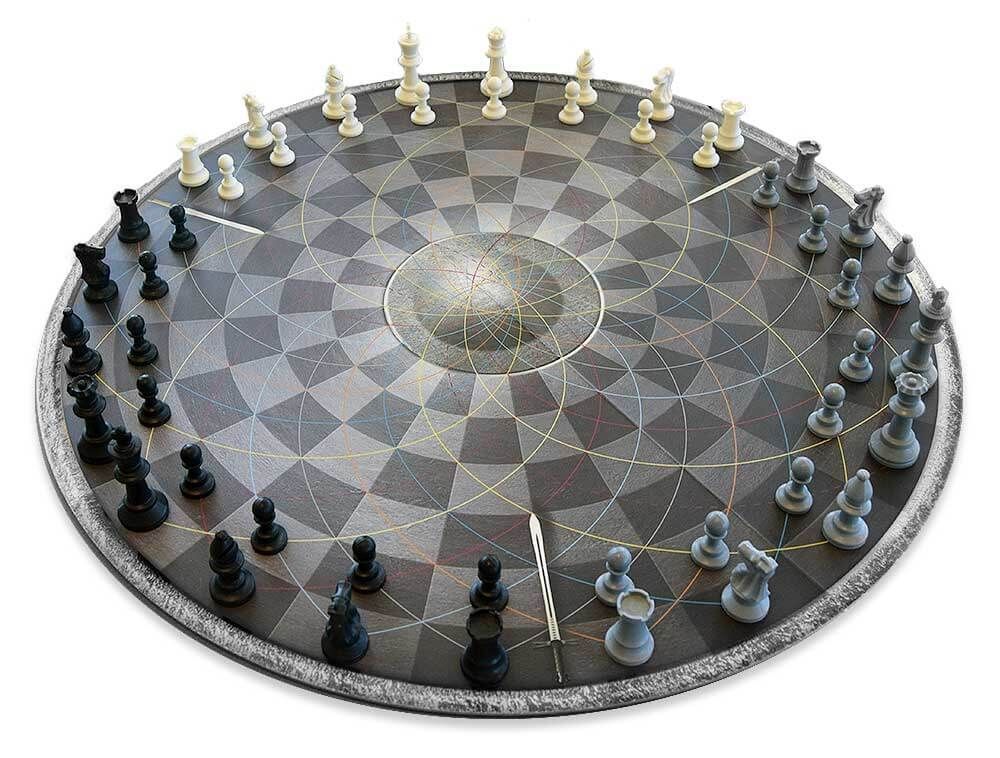 Круглыя ​​шахматы на 3 гульца (чалавек)