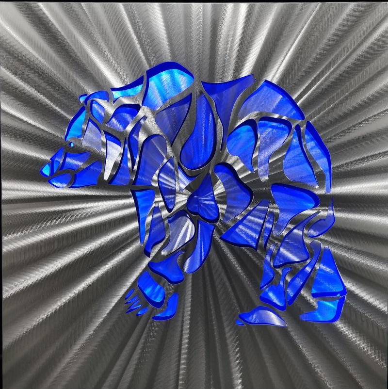 белы мядзведзь - святлодыёдныя абстрактныя металічныя карціны 3D алюміній