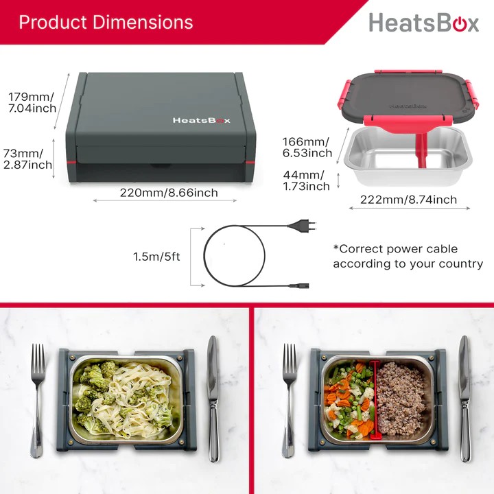 ланч бокс для ежы з электрычным падагрэвам food heatsbox pro