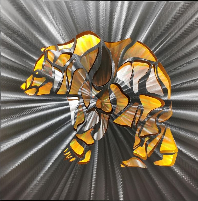 мядзведзь 3d насценныя карціны металічны алюміній